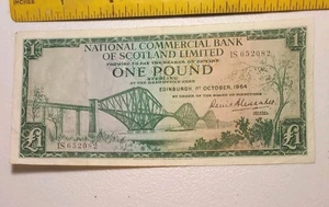 Alte National Commercial Bank of Scotland Ltd, £1 Pound Banknote 1964 *sehr guter Zustand* - Bild 1 von 2
