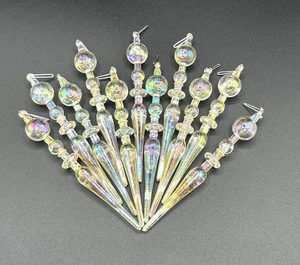 Set of 11 Vintage Silvestri Acrylic Faux Crystal Christmas/Holiday Ornaments - Picture 1 of 3
