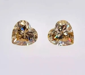 5x5M Champagne color Diamond VVS1 Heart Cut Premium Quality Loose Gemstone 2 PCS - Picture 1 of 9