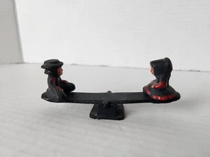 Vintage Cast Iron Amish Boy Girl Figurine On Seesaw Toy Decoration Country Shelf - Picture 1 of 5