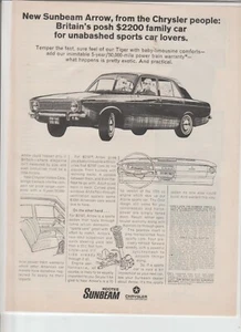 Original 1967 Sunbeam Arrow from Chrysler Magazine Ad - Picture 1 of 1