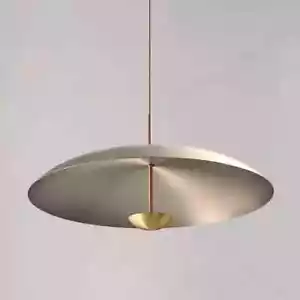 Colgante de disco Mid Century disco grande y pequeño cromo latón cepillado ac... - Imagen 1 de 3