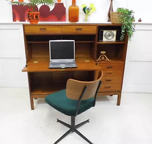 Vintage Midcentury Remploy Staverton Air Ministry Teak Bureau Bookcase desk 60s - Picture 1 of 16
