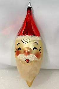 Vintage Blown Glass Santa Claus Head Christmas Ornament De Carlini - Picture 1 of 11