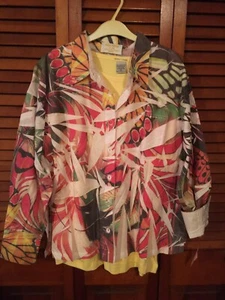 Butterfly Print Button Shirt w Solid T-Shirt Size 1XL - Picture 1 of 4