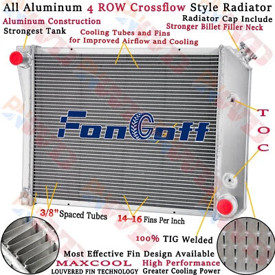 571 4 Row Aluminum Radiator For 1968-1974 Chevy Nova Caprice Camaro,Buick Regal - Image 1 of 4