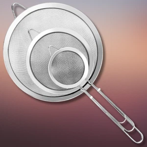 Mesh Strainer Stainless Steel Sieve Colander 3Pcs Fine Mesh Strainer Skimmer Set - Picture 1 of 8
