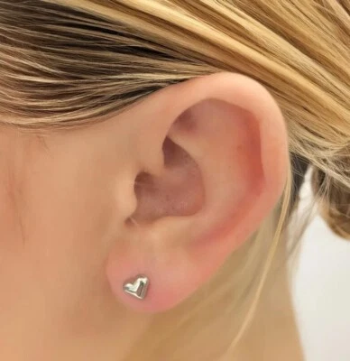 Aretes de plata con corazón de 6 mm para todos los días elegantes joyas regalo de moda para mujer Foto 1 de 4