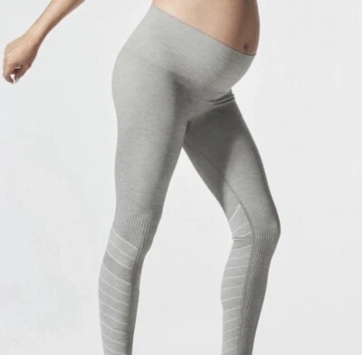 BLANQI Pale Gray Laser Cut High Rise Maternity Leggings Sz Small - Image 1 of 4