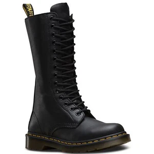 Dr. Martens 1B99 Virginia Black Womens Leather Mid Calf Biker Boots - Picture 1 of 4