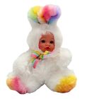 Mega Toys Plush Vinyl Face Bunny Rabbit Doll Rainbow Tie Dye Fur Costume Easter