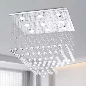 Crystal Chandelier 9-LED Raindrop Pendant Ceiling Lamp Chrome Lighting Fixtures - Picture 1 of 10