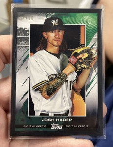 2020 Topps Rip - Josh Hader *UNRIPPED* RIP CARD #82 - BLACK PARALLEL SP #14/50