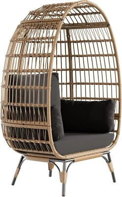 Outdoor Egg Chair Oversized Patio Wicker Basket Chair for Balcony Living Room - Image 1 of 4