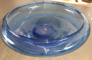Große Glasschale Schale in blau ø 30 cm Vintage Glas Schüssel - Bild 1 von 6