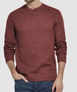 Weatherproof Vintage Men's Red Long-Sleeve Waffle Henley T-Shirt Size M - Picture 1 of 3