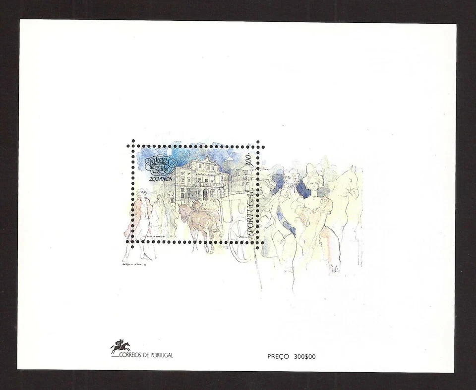 [139] Portugal, 1993, Bloque, MNH** 200 aniversario del Teatro, S. Carlos Foto 1 de 1