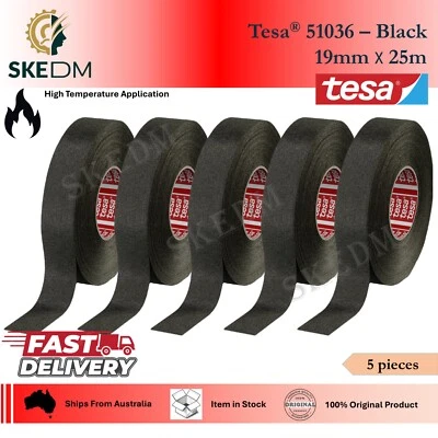 Tesa Tape 51036 - Black PET cloth tape High abrasion protection 5 Pack