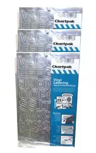 Chartpak 1-inch Silver Stick-on Vinyl Letters & Numbers (01039), 3 PACKS - Picture 1 of 1