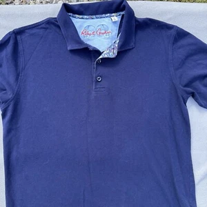 Robert Graham Polo Shirt Mens Large Blue Short Sleeve 100% Cotton - Picture 1 of 10