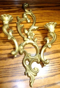 Vintage Homco Home Interior verzierte Schnörkel-Design Gold Doppel-Wandleuchte 829/1023 - Bild 1 von 3
