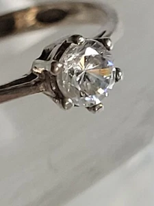 jolie Bague Solitaire ancienne en Or et pierre blanche poids 1,2 Gr Taille 57 - Imagen 1 de 7