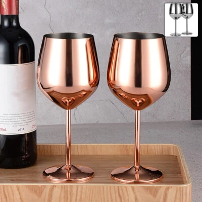 2Pcs Stainless Steel Wine Glasses 18oz Large Capacity Wine Goblets_. .a,. - image 1 of 4