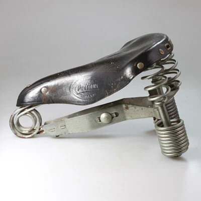 assento selim antigo LEPPER PRIMUS couro preto bicicleta suspensão suspensa - Imagem 1 de 4