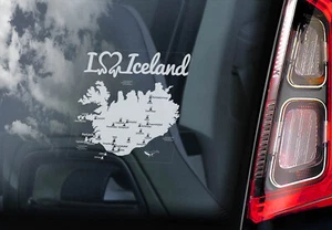 I Love Island Auto Aufkleber - Fenster Eruption Vulkan Reykjavik Karte - Bild 1 von 1