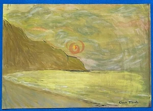 CLAUDE MONET drawing and painting on old paper signed stamped vintage - Picture 1 of 2