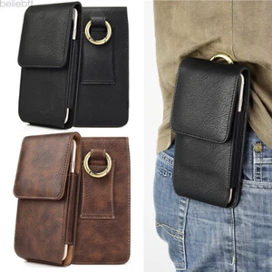 Vertikale Leder Tragetasche Etui Abdeckung Holster mit Gürtelschlaufe für Handy - Bild 1 von 14