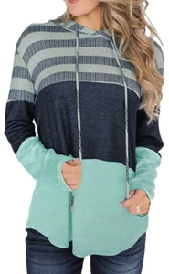 Green Long Sleeve Color Block Lightweight Pullover Hoodie XXL 2X 2XL - Picture 1 of 5
