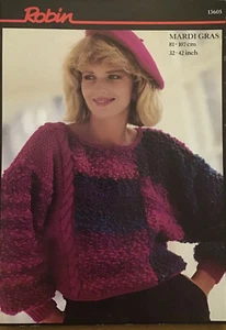 Knitting pattern Robin 13605 ladies chunky textured & cable pattern sweater - Picture 1 of 1