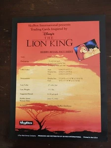 Disney's Der König der Löwen Kartenset Hobby Einzelhandel Faktenblatt 1994 Skybox - Bild 1 von 1