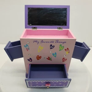 Wooden Pink and Purple Jewelry/Trinket Box by Books Are Fun - Picture 1 of 9