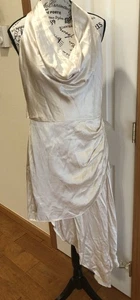 Neu mit Etikett Endless Rose Satin hoch niedrig Kleid Kleid lang zum Binden Größe Large tiefer Wasserfallausschnitt hinten offen - Bild 1 von 11