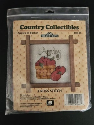 Cross Stitch Kit Apples In A Basket Small 1987 Vintage Traditions - Image 1 of 4