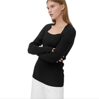 Topshop Suéter Para Mujer Talla 4-6 Negro Manga Larga Elastizado Pullover Informal Top Foto 1 de 4