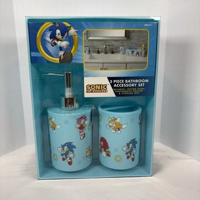 NUEVO Juego de accesorios de baño sónicos de 3 piezas taza de cepillo de dientes ~ bomba de jabón ~ cubo de almacenamiento Foto 1 de 4