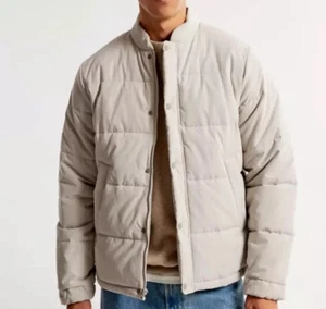 ABERCROMBIE & FITCH Men’s Off White Puffer JACKET Sze  XL - Picture 1 of 13