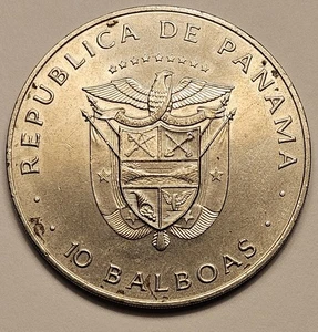 1978 - 10 BALBOAS PANAMA NICKEL MÜNZE, GERINGE AUFLAGE SELTEN & RAR! Vintage Krone - Bild 1 von 2