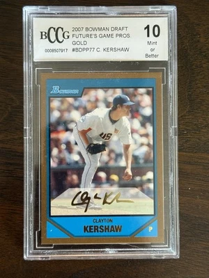 Clayton Kershaw Bowman Draft Futures 2007 juego BDPP77 DORADO grado 10 como nuevo pop 1/1 Foto 1 de 2