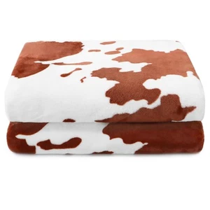 Cow Print Flannel Fleece Throw Blanket for Couch Bed Travel - Picture 1 of 8