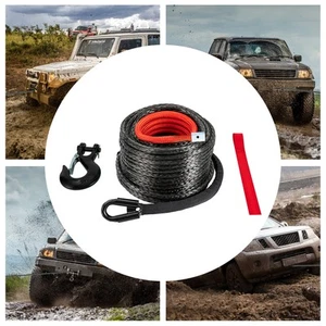 3/8x100" Synthetic Winch Rope w/Hook for 4WD Off-Road Vehicle Truck ATV UTV SUV - Foto 1 di 13