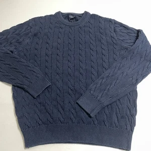 Suéter de Pescador J Crew Tejido con Cable Azul Marino Cuello Redondo Para Hombre Grande Grueso - Imagen 1 de 10