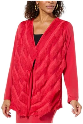 Chaqueta tejida ante pestañas Antthony rojo verdadero para mujer Foto 1 de 2