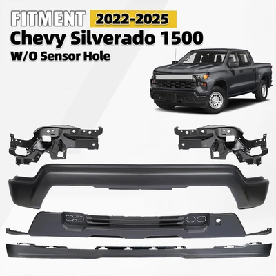 For 2022-2025 Chevy Silverado 1500 Front Bumper Cover Assembly Black W/O Sensor - Image 1 of 4