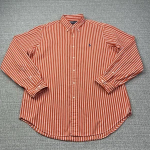 Polo Ralph Lauren Hemd Herren Large Orange Weiß Gestreift Langarm Classic Fit - Bild 1 von 10