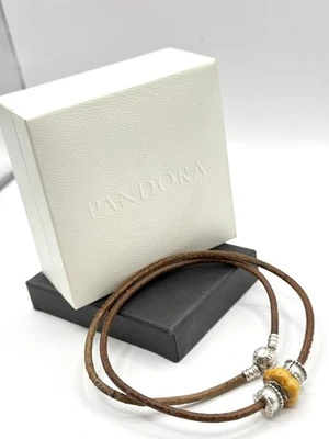 Pandora Halskette Armband  Leder  925 Silberverschluss & Glas-Bead ALE PANDORA - Bild 1 von 4