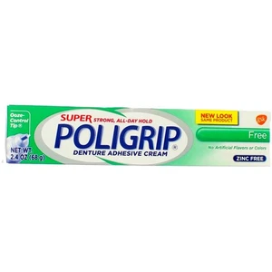 Paquete de 3 crema adhesiva para dentaduras Poligrip Super, sin sabor, 2,4 oz - Imagen 1 de 5